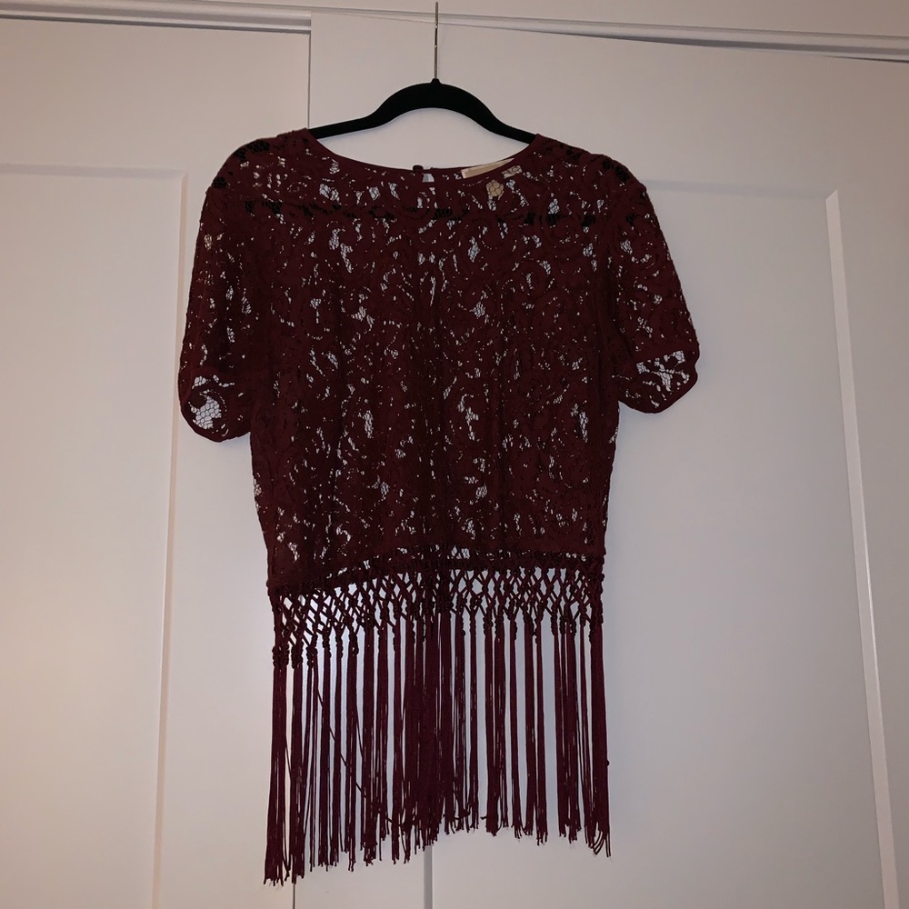 Michael kors fringe lace top